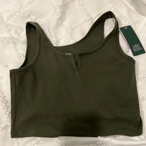 Army green crop top tank